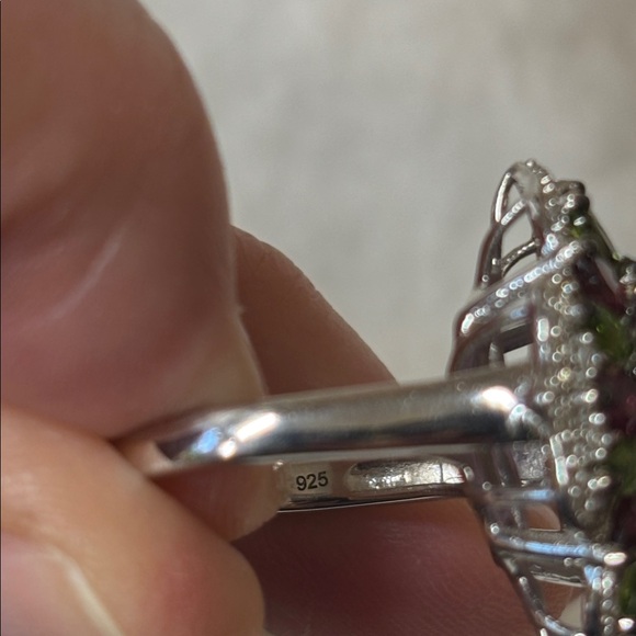 7.40 ctw Moroccan Amethyst Ring Garnet Peridot Rhodium over 925 Sterling Silver - Picture 5 of 5